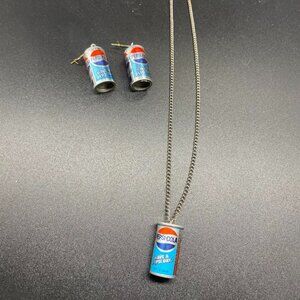 $$ SOLD $$ EUC Vintage Pepsi-Cola Can Necklace and Earrings Set